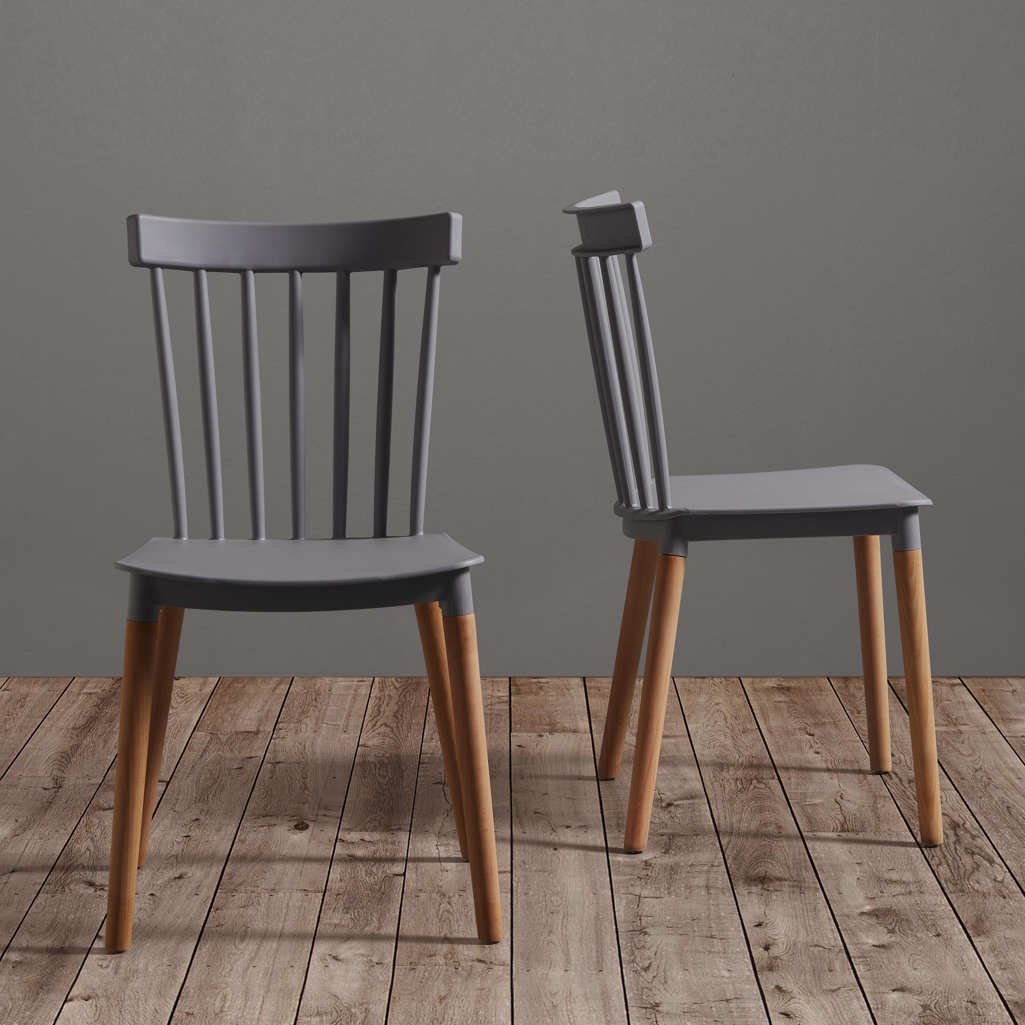 STUHL in Grau 'Celine' - Buchefarben/Grau, MODERN, Holz/Kunststoff (43,5/82/51,5cm) - Bessagi Home