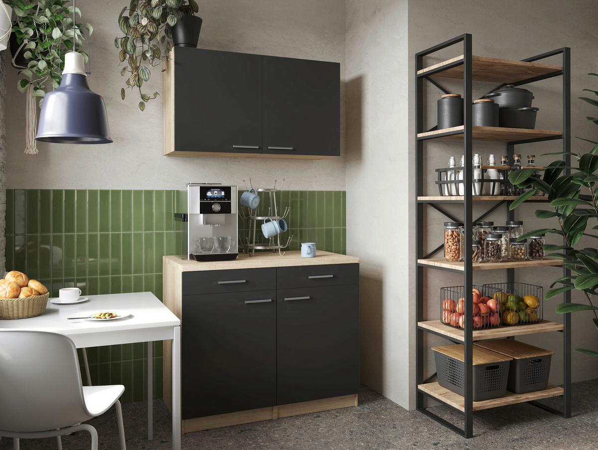 Bife Omara Merle, 100cm - srebrne barve/črna, Basics, kovina/leseni material (100/200/60cm) - Respekta