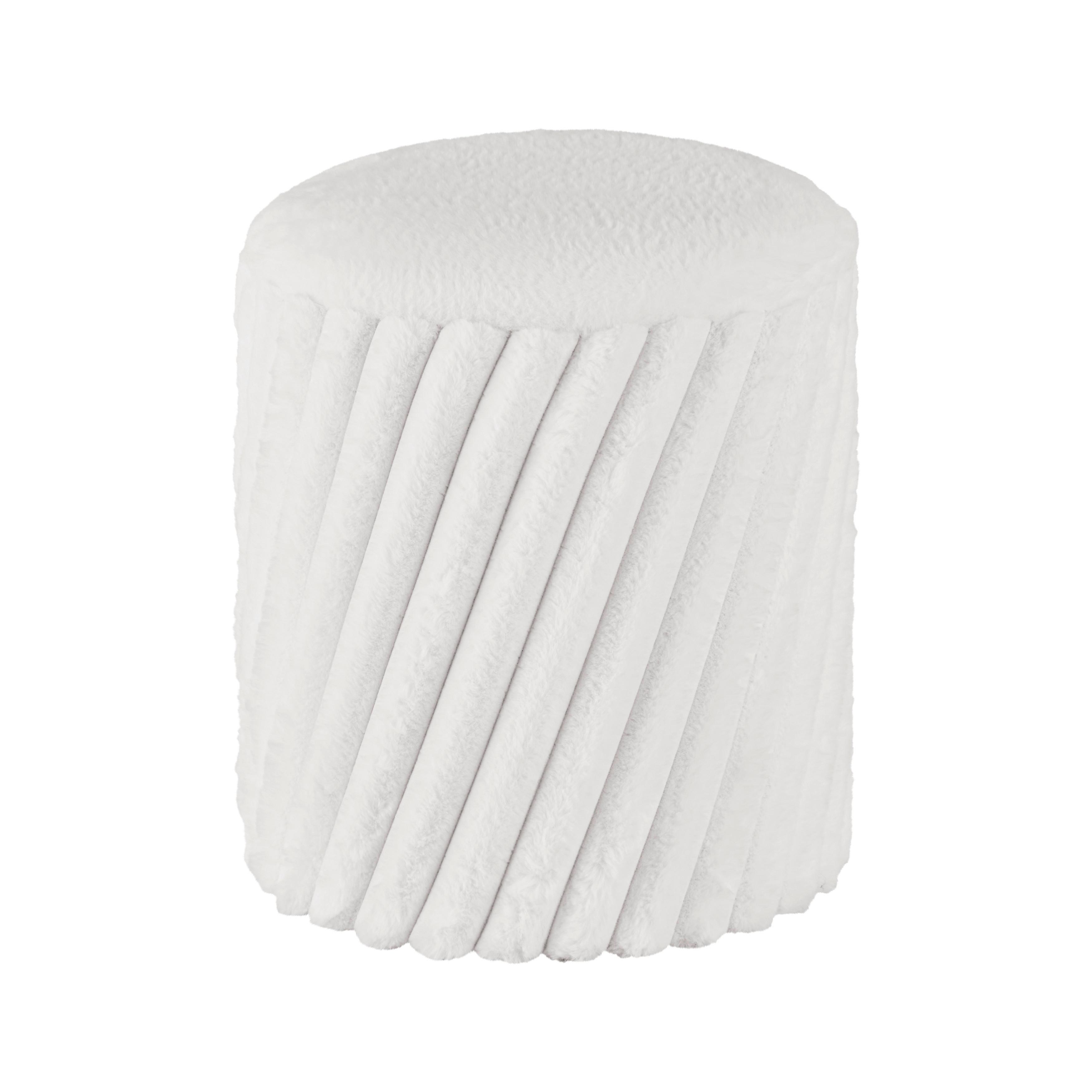 Hocker Cady Weiß - Weiß, ROMANTIK / LANDHAUS, Holzwerkstoff/Textil (37/40/37cm) - Mömax
