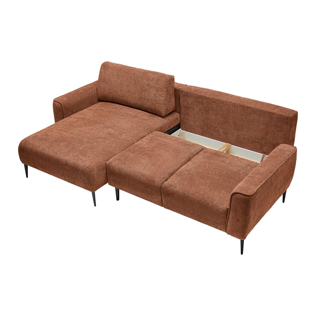 Ecksofa Custom Terracotta - Terracotta/Schwarz, MODERN, Textil/Metall (164/85/255cm) - Mömax