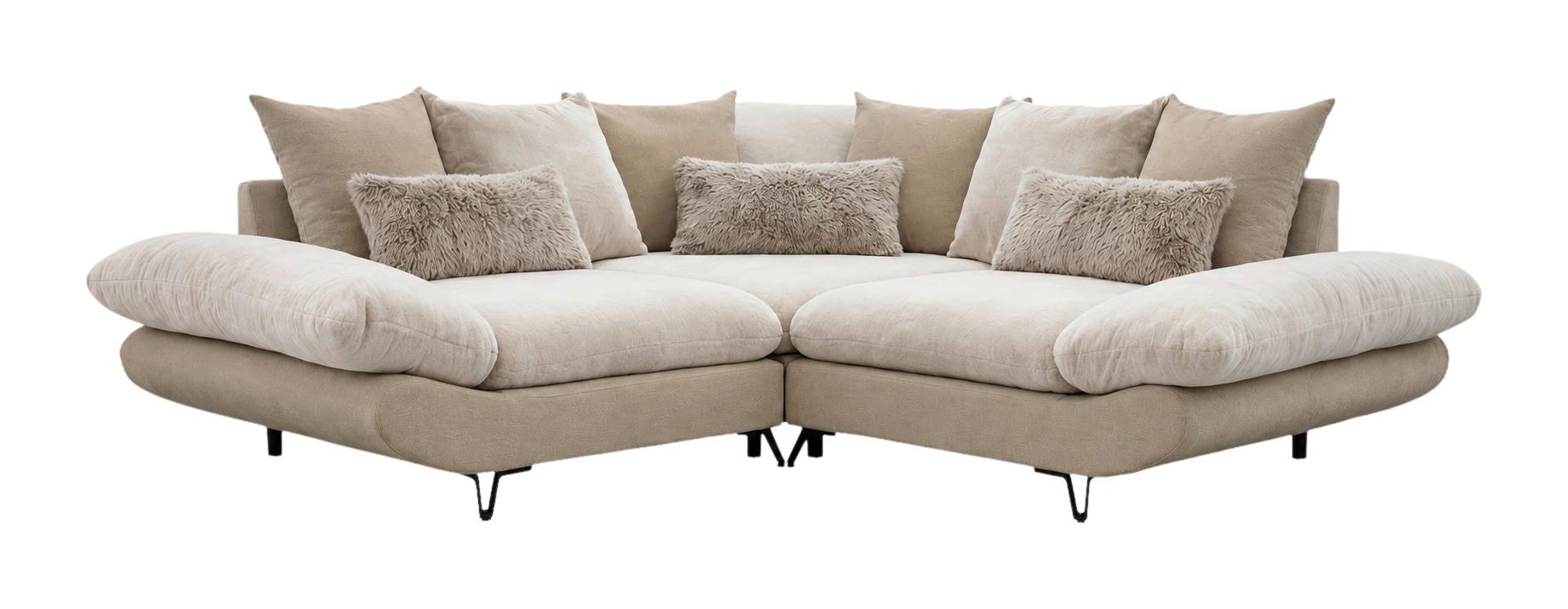 Wohnlandschaft Bormio Beige - Beige/Schwarz, MODERN, Textil/Metall (276/276cm) - Premium Living