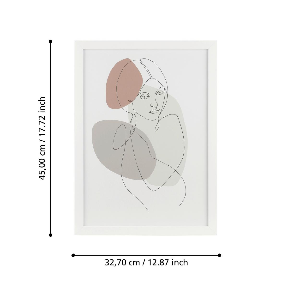 Druckgrafik Roberval Multicolor/Weiß ca. 32,7x45cm - Multicolor/Weiß, Trend, Glas/Kunststoff (32,7/1,6/45cm) - Eglo