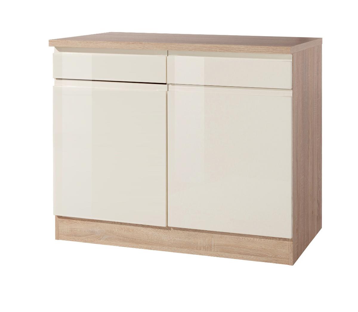 Küchenunterschrank "Cardiff" Creme/Eiche - Creme/Sonoma Eiche, Basics, Holzwerkstoff (100/85/60cm) - Held