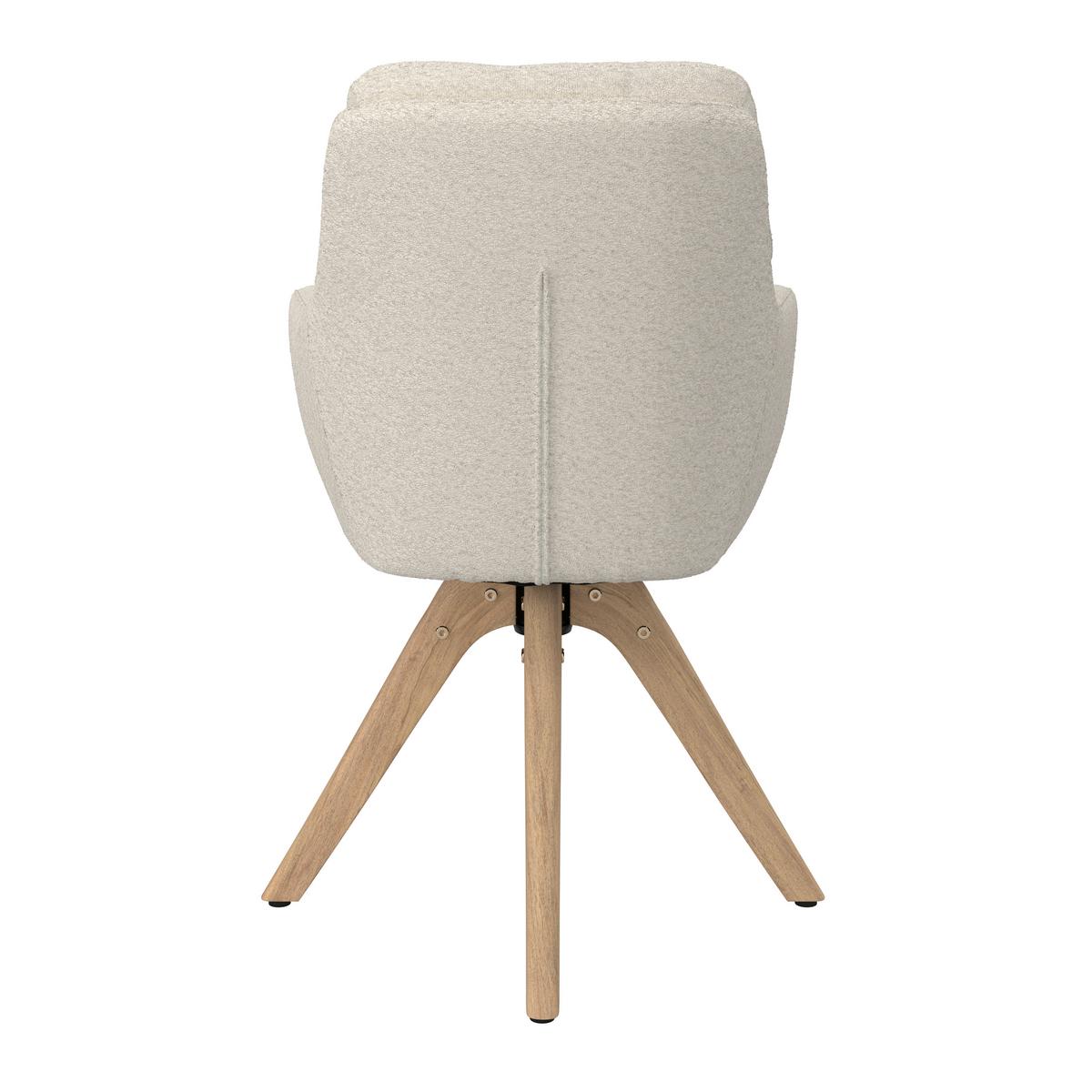 Armlehnstuhl Juana Creme Bouclé Drehbar Gepolstert - Creme/Naturfarben, MODERN, Holz/Textil (61/93/65cm) - Bessagi Home