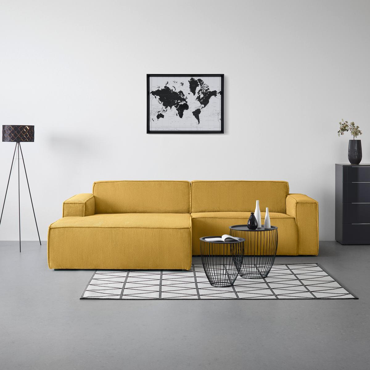 Wohnlandschaft Loft Senfgelb - Senfgelb/Schwarz, MODERN, Kunststoff/Textil (172/75/265cm) - Mömax