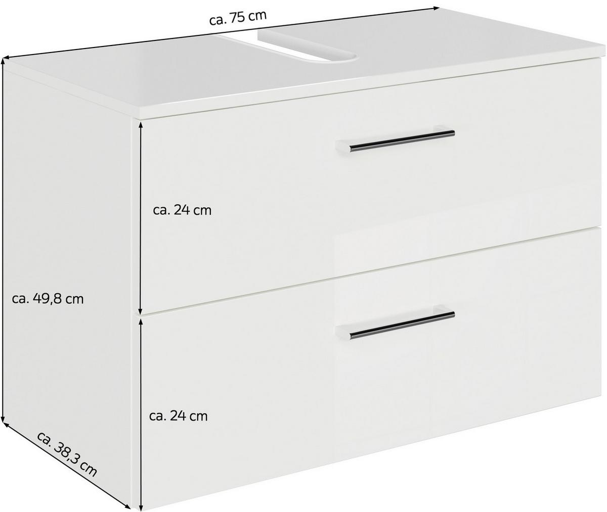 SZAFKA POD UMYWALKĘ M-PLAN - biały/kolor chromowy, Konventionell, materiał drewnopochodny/metal (75/49,8/38,3cm) - Sadena