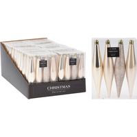Set de globuri de Crăciun 4/1 Flury - crem, Basics, plastic (11/15/3cm)