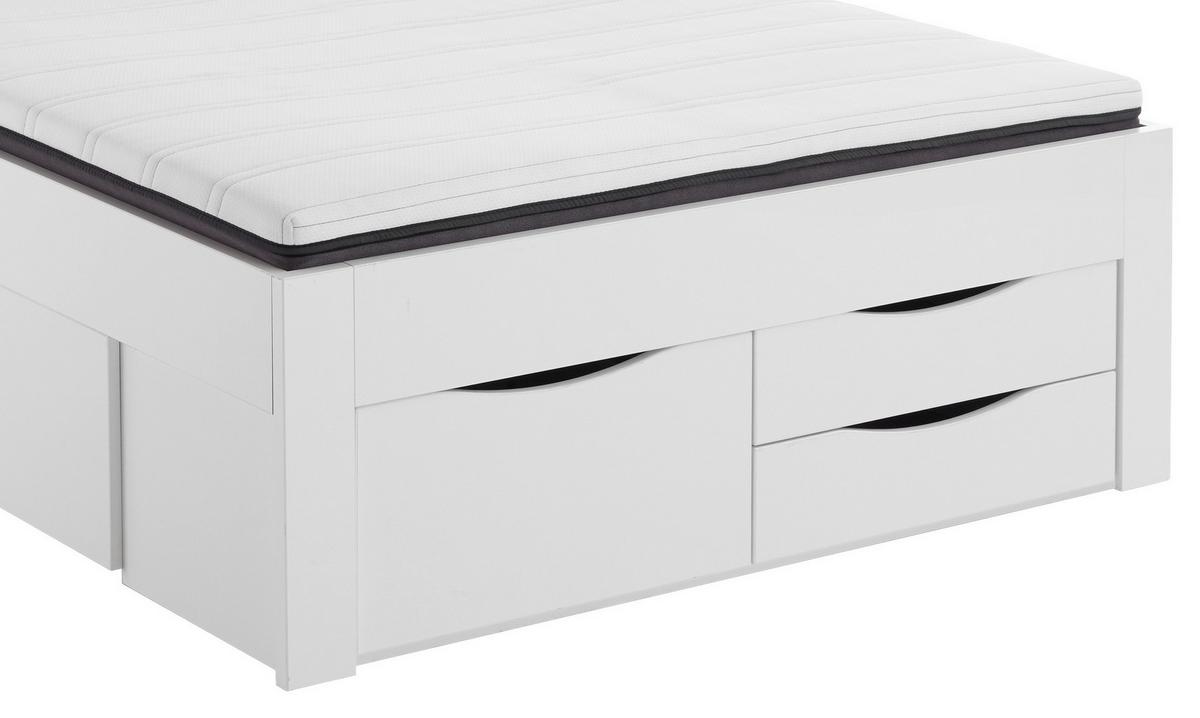 Postelja Maxi, S Predali, Bela, 140x200 - siva/bela, Konvencionalno, leseni material/tekstil (140/200cm) - Mömax