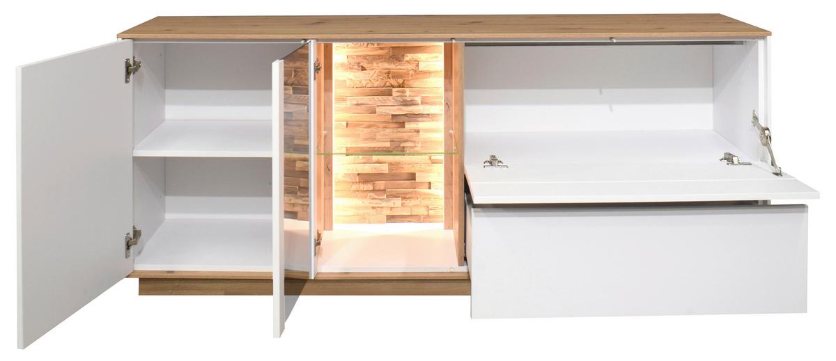 TV-Element Halvar Weiß/Eiche Artisan - Weiß/Eiche Artisan, MODERN, Glas/Holz (169/71/42cm) - Premium Living