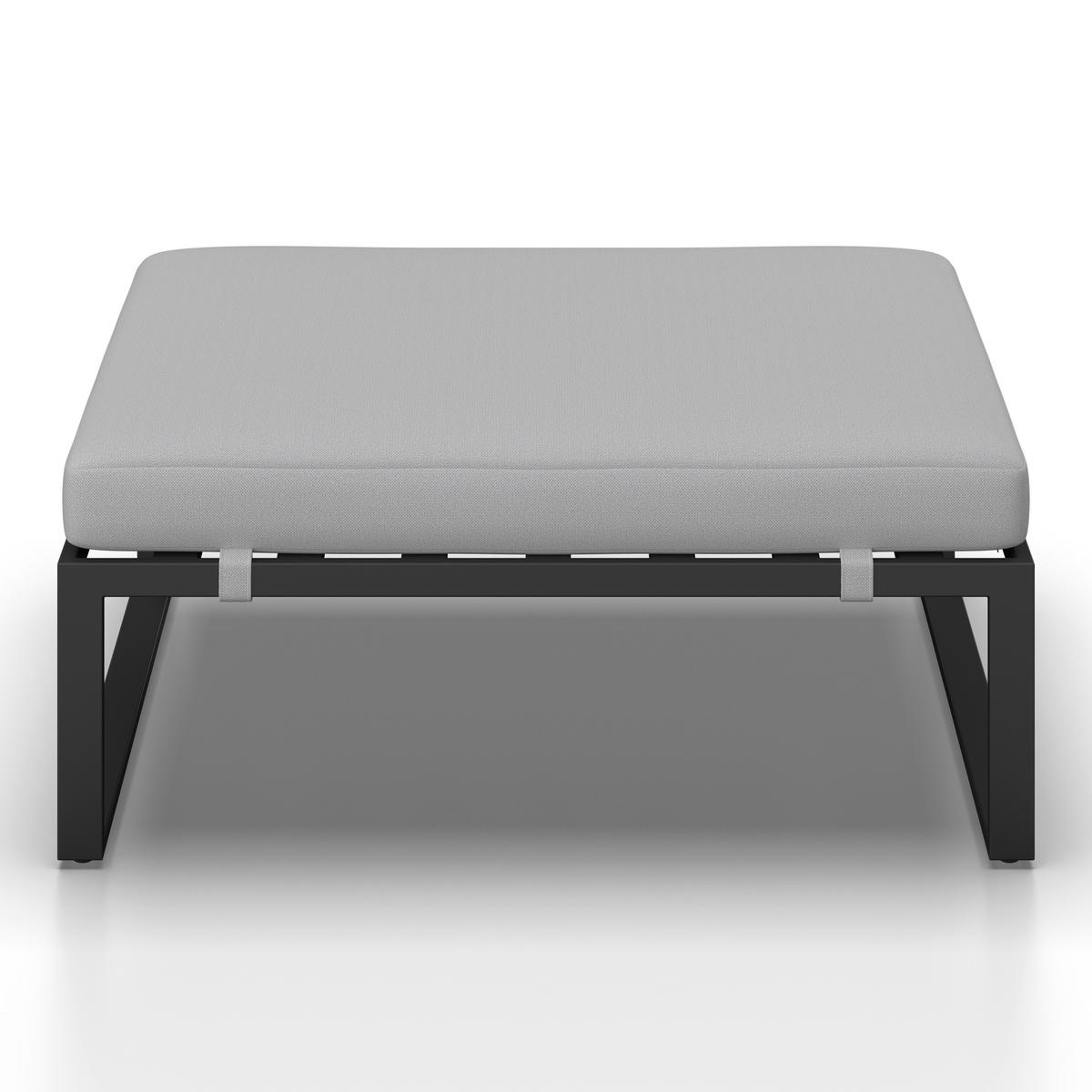 Loungegarnitur Valentina Hellgrau Metall/Textil/Glas - Hellgrau/Schwarz, Modern, Glas/Textil (90/65/74cm) - Bessagi Garden