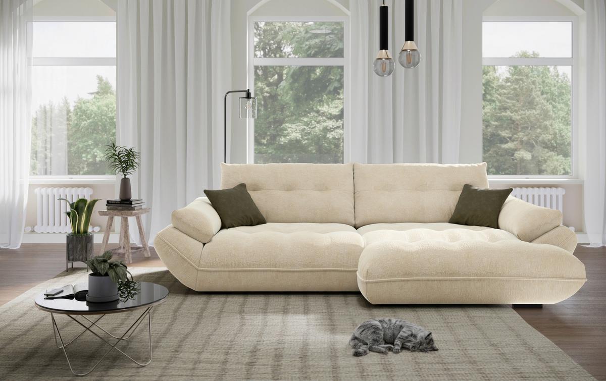 Wohnlandschaft Vivo Creme - Creme/Schwarz, MODERN, Kunststoff/Textil (317/63/179cm) - Based