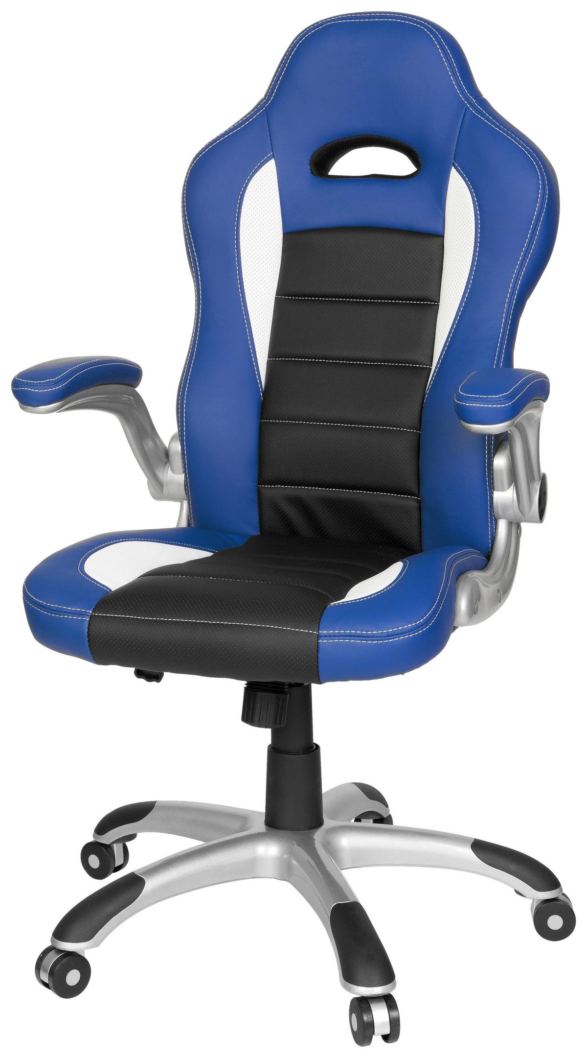 Gaming Stol Game Sport, Črna, Modra, Bela - modra/črna, Moderno, umetna masa/tekstil (64/118/57cm) - MID.YOU