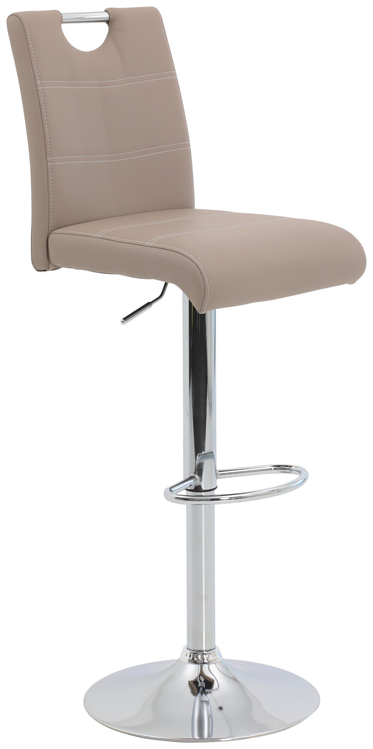 Barhocker-Set Miranda Cappuccino - Chromfarben/Weiß, MODERN, Textil/Metall (38/97-119/50cm) - MID.YOU