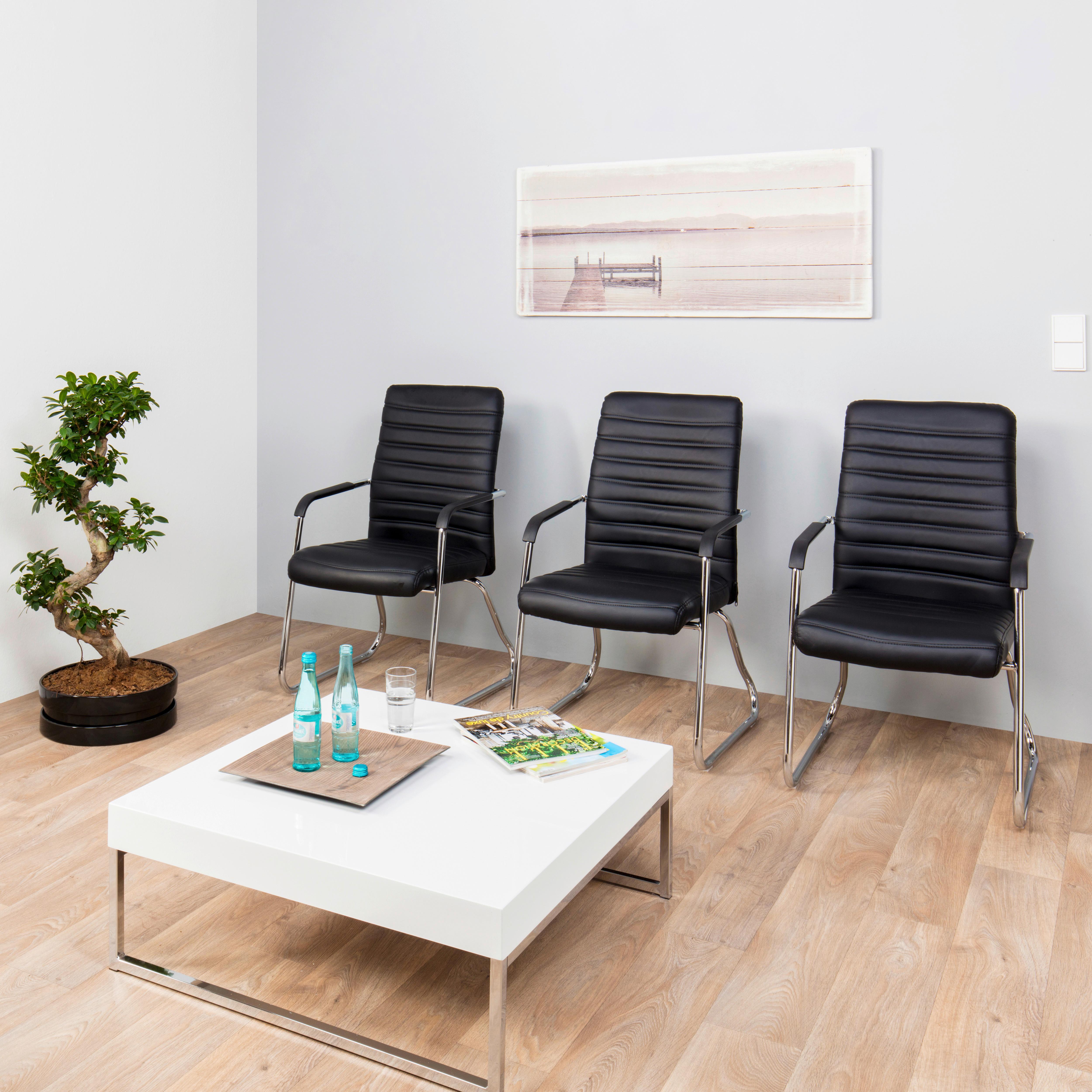 Konferenčni Stol Steel V, Črna - barve kroma/črna, Moderno, kovina/umetna masa (55/96/46cm) - MID.YOU