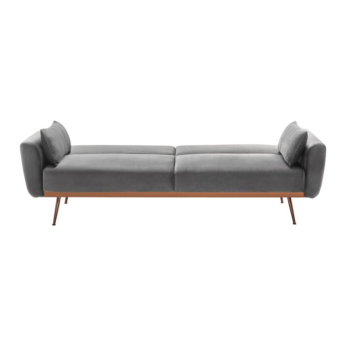 Schlafsofa Guilia Grau Samt - Grau/Kupferfarben, MODERN, Holz/Textil (211/85/83cm) - Bessagi Home