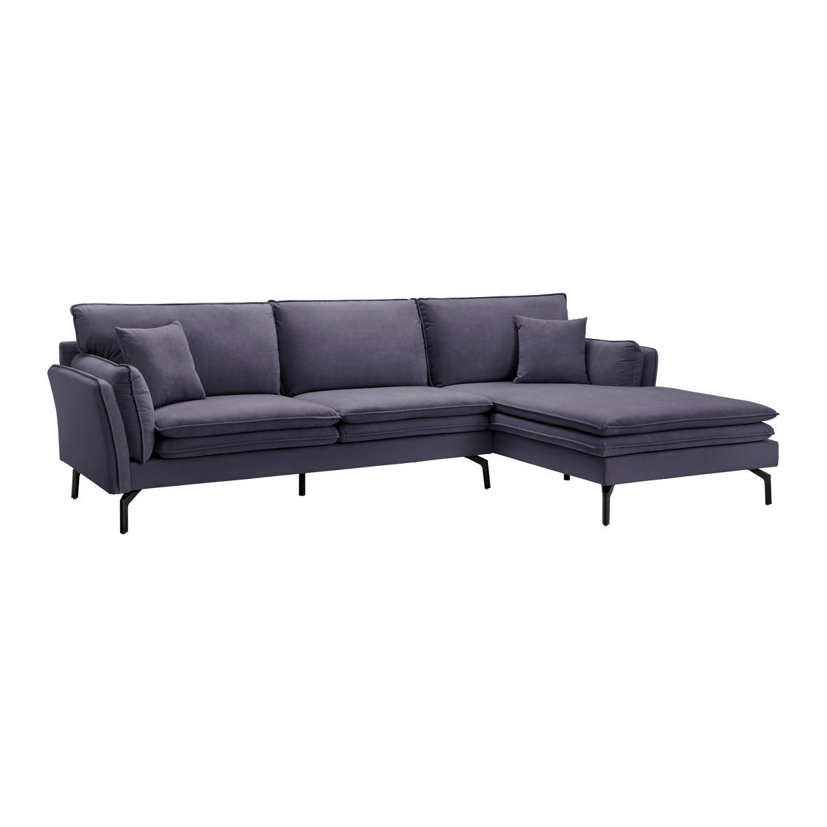 canapé d'angle in Grau Samt - gris/noir, Modern, métal/textile (296/86/170cm) - Bessagi Home