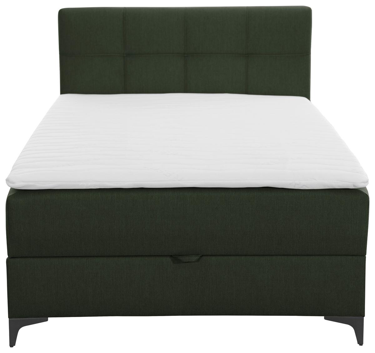 Oblazinjena Postelja Freddie, Olivno Zelena, 100x200 - črna/olivno zelena , Konvencionalno, kovina/tekstil (100/200cm) - Mömax