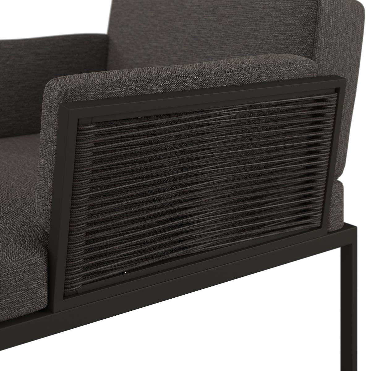 FOTEL OGRODOWY GIRONA - antracytowy/czarny, Design, metal/tkanina (83/76/83cm) - Amatio