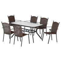 Vrtni Set Roma, 7-Delni - barve grafita/rjava, Moderno, kovina/umetna masa - Gardenson