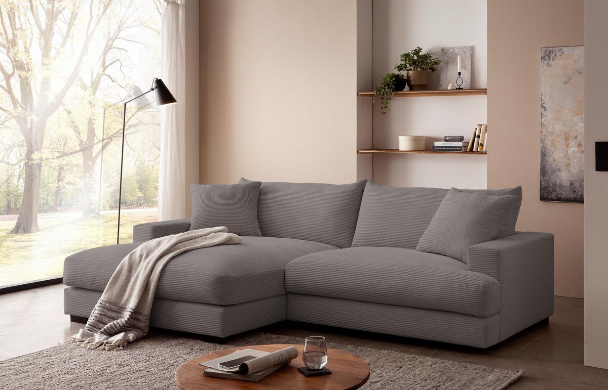 Kutna Garnitura Pelle - siva/crna, Moderno, tekstil (180/265cm) - Modern Living