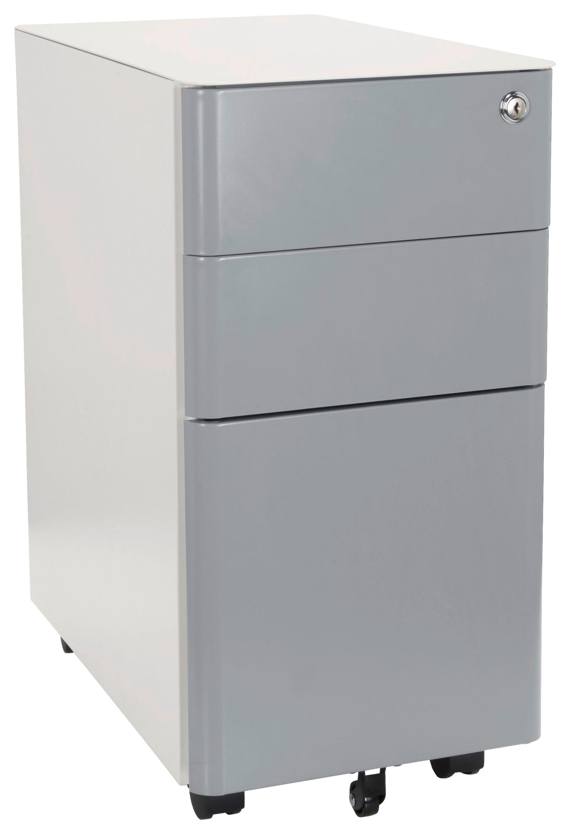 Predalnik Na Kolescih Color I, Bela, Siva - siva/bela, Moderno, kovina/umetna masa (30/59/50cm) - MID.YOU