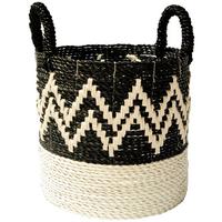 Pletena Košara Liv - S - črna/bela, Moderno, umetna masa/tekstil (31/30-38cm) - Premium Living