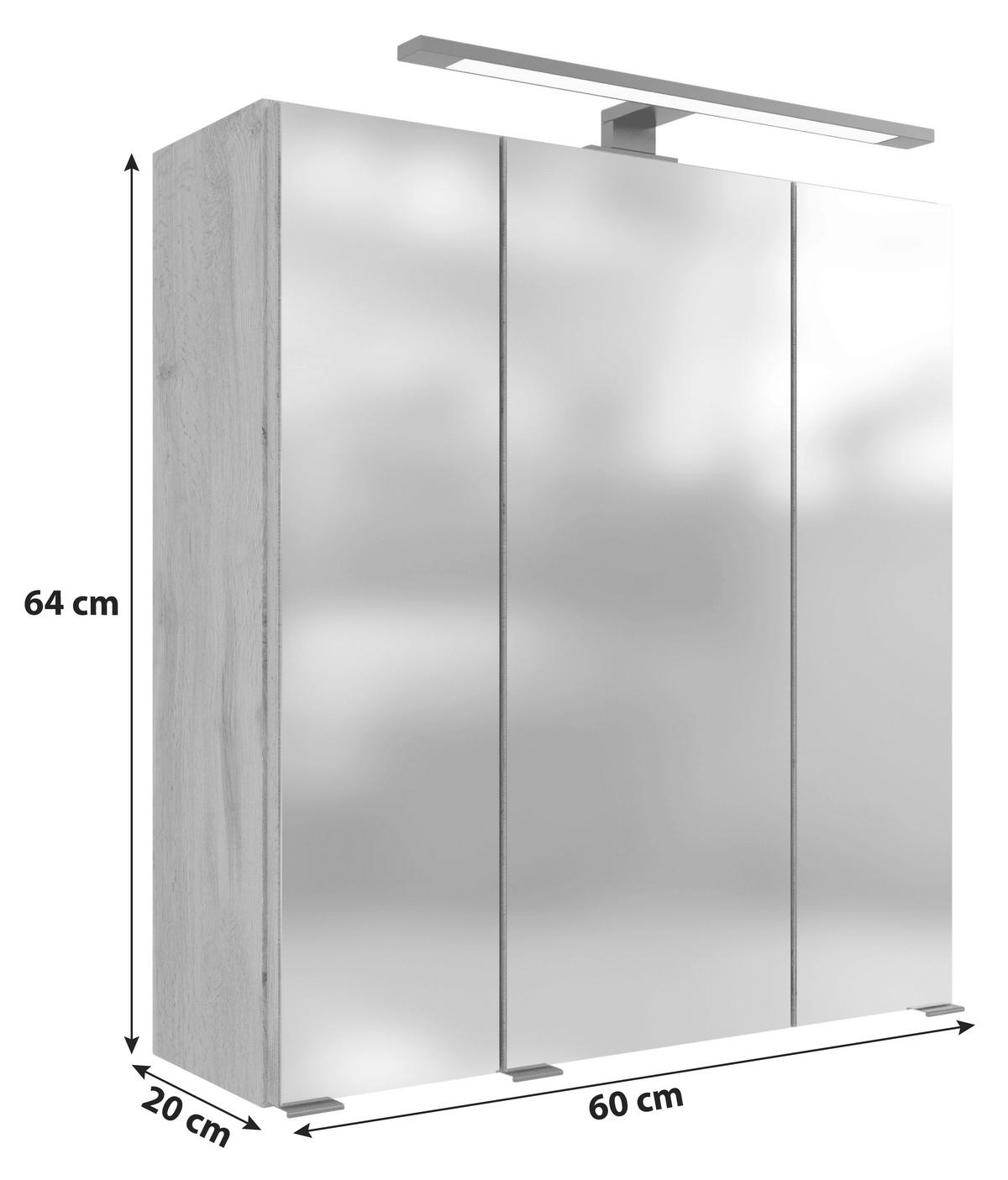 SZAFKA Z LUSTREM MANCHESTER - kolor dębowy, Modern, materiał drewnopochodny/szkło (60/64/20cm) - Held