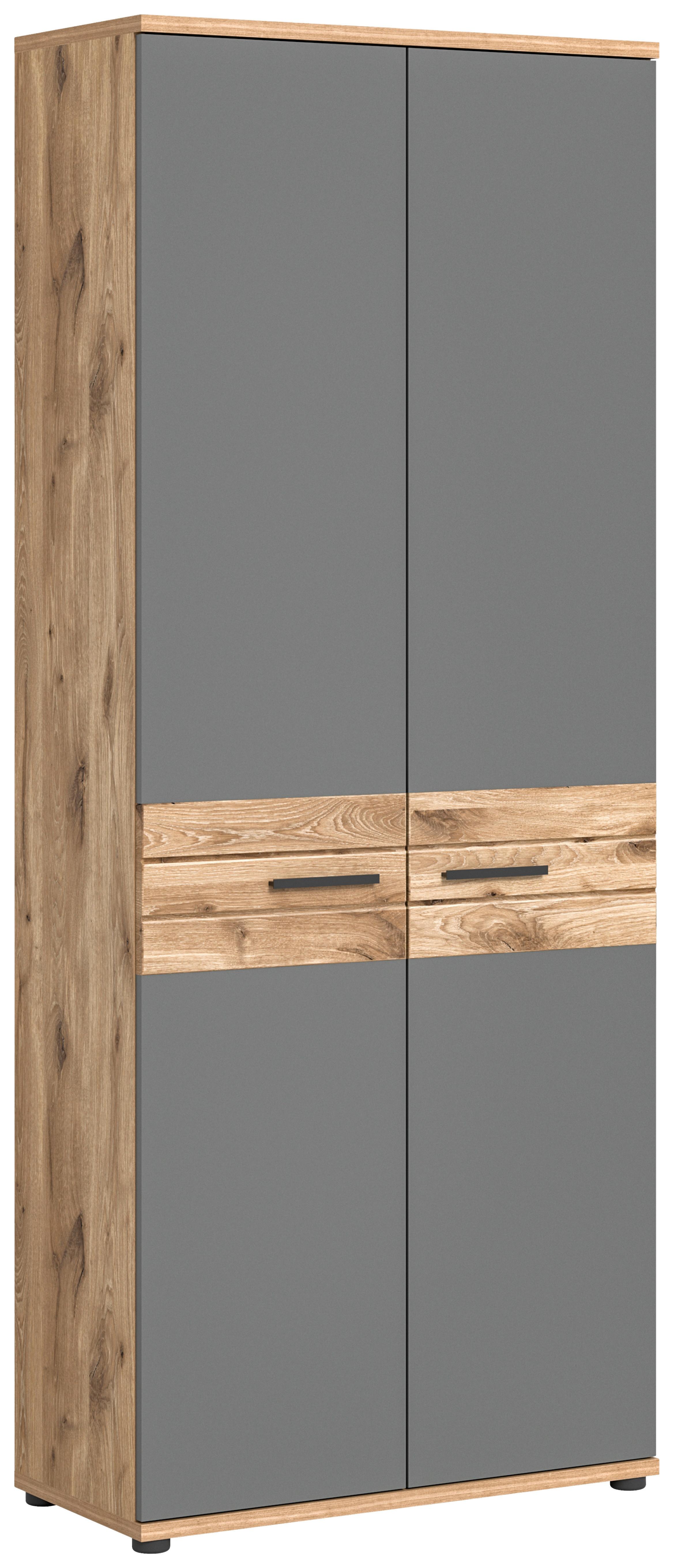 Aktenschrank Mason ca. 80x199 cm Eiche/Grau - Holzwerkstoff (80/199/37cm) - MID.YOU