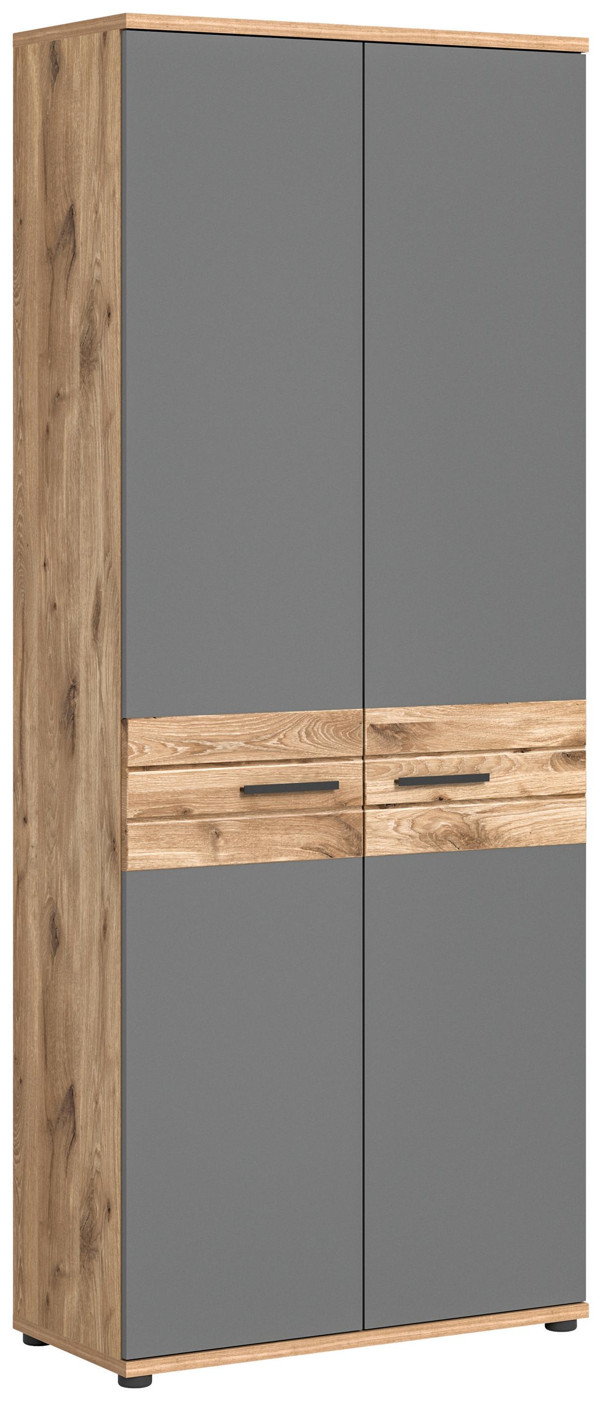 Aktenschrank Mason ca. 80x199 cm Eiche/Grau - Holzwerkstoff (80/199/37cm) - MID.YOU