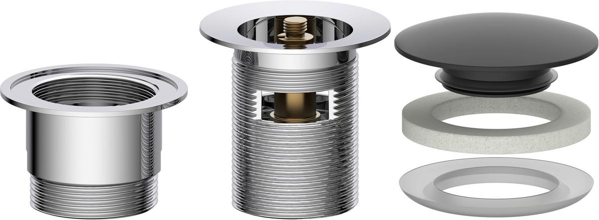 ZAWÓR ODPŁYWOWY 98807420 - czarny/kolor chromowy, Basics, metal (6,5cm) - Schütte