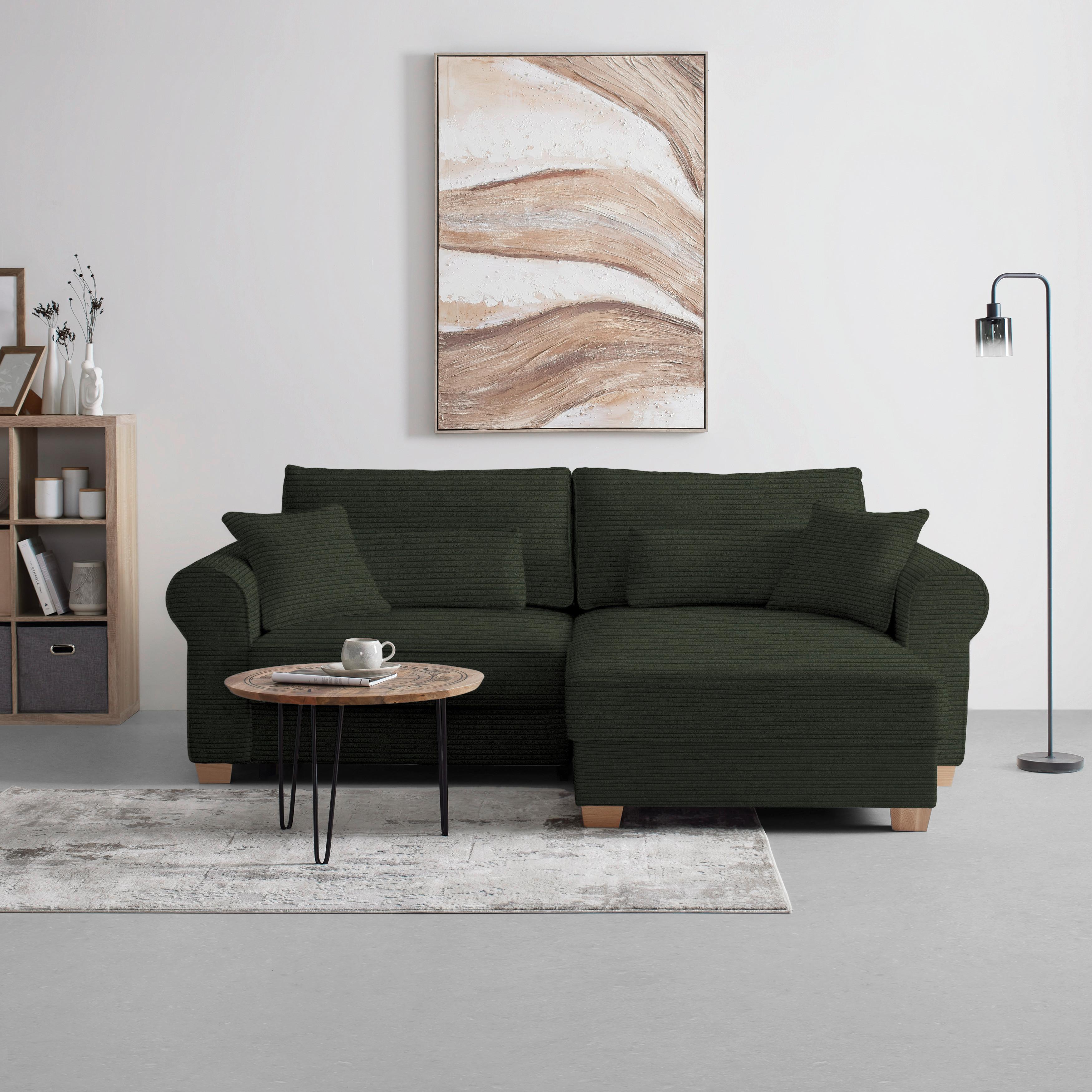 Wohnlandschaft Angelo Dunkelgrün - Dunkelgrün, MODERN, Holz/Holzwerkstoff (255/92/185cm) - Mömax