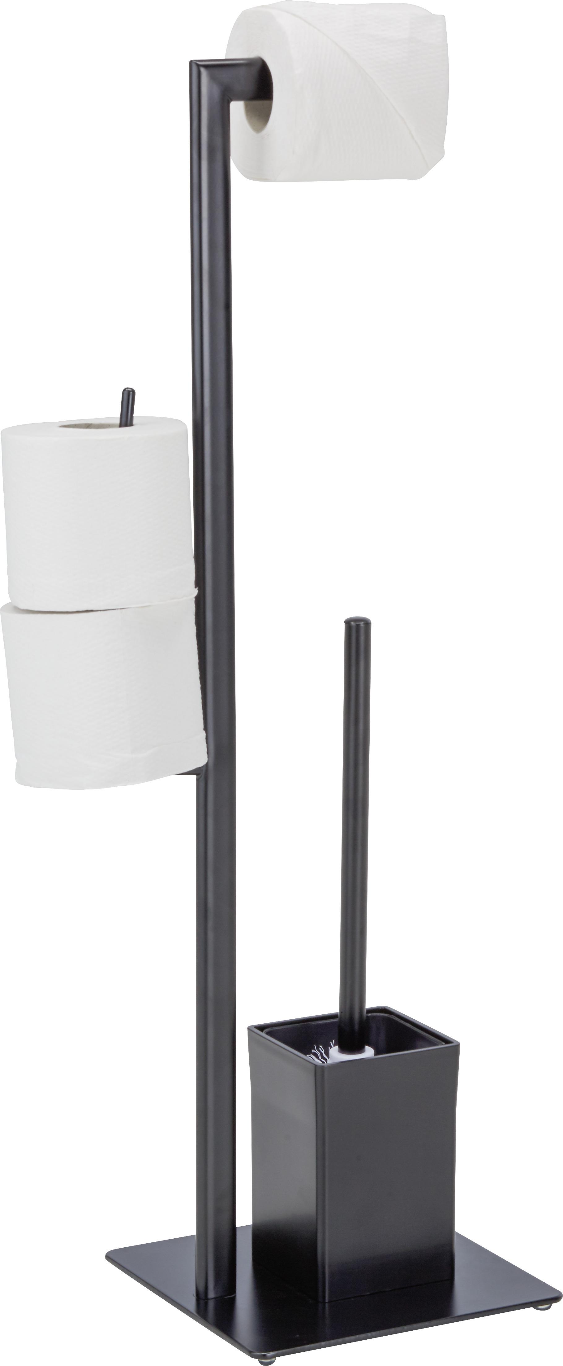 WC-BORSTE MED PAPPERSHÅLLARE GREGOTTI-2 -SB- - svart, Modern, metall/plast (20/71/20cm) - Mömax