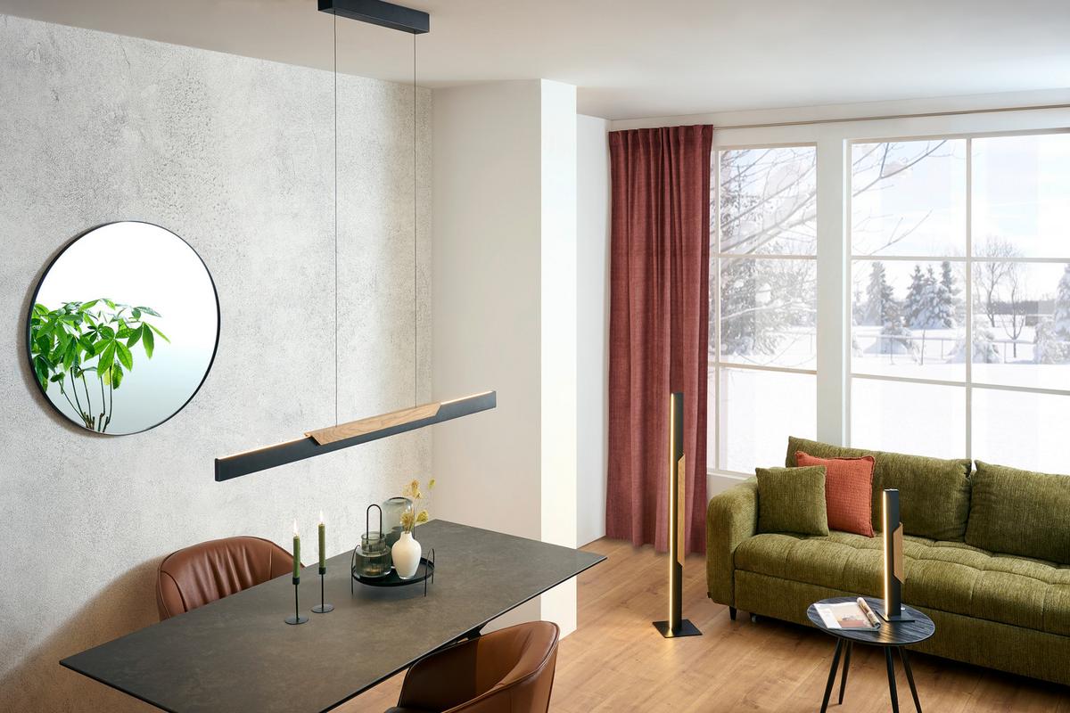 LAMPA STOJĄCA LED G70195/76 ARCUS - czarny/dąb bianco, Natur, tworzywo sztuczne/metal (20/20/126cm) - Brilliant