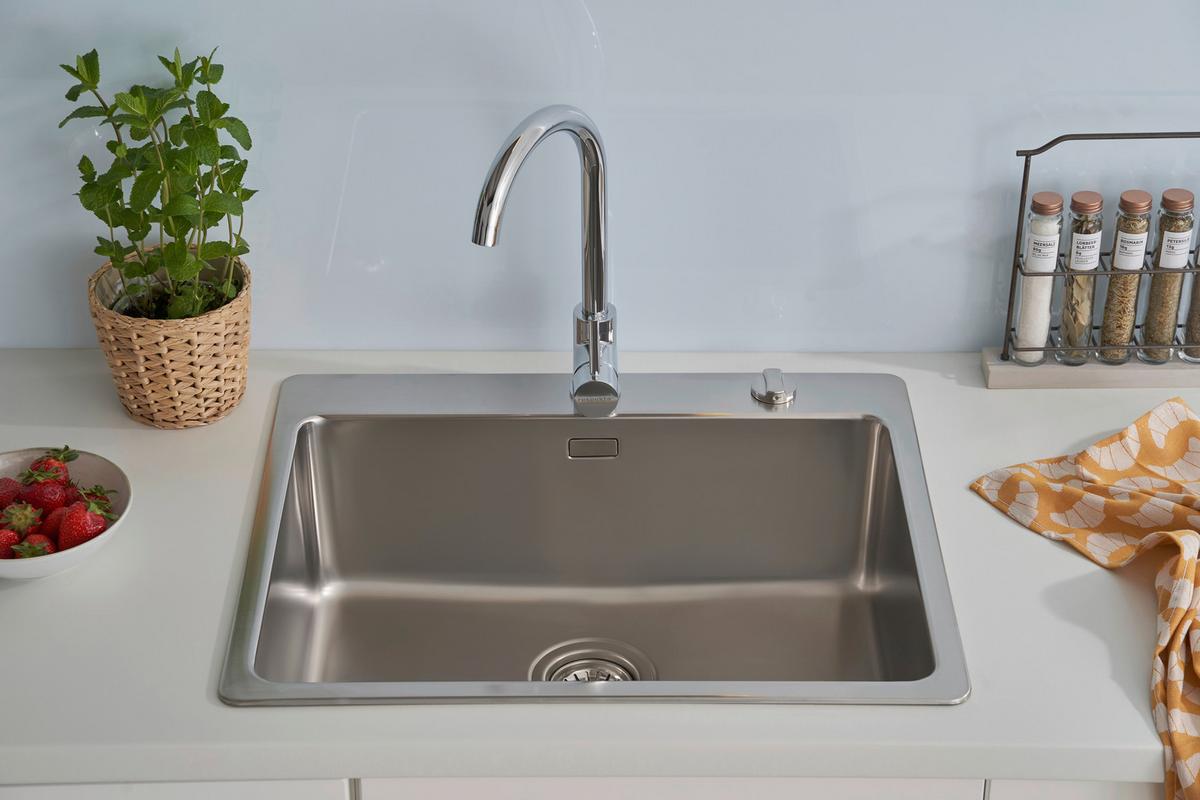 Einzelbecken Chicago ca. 60x23x50 cm Edelstahl - Edelstahlfarben, Trend, Metall (60/22,8/50cm) - Respekta