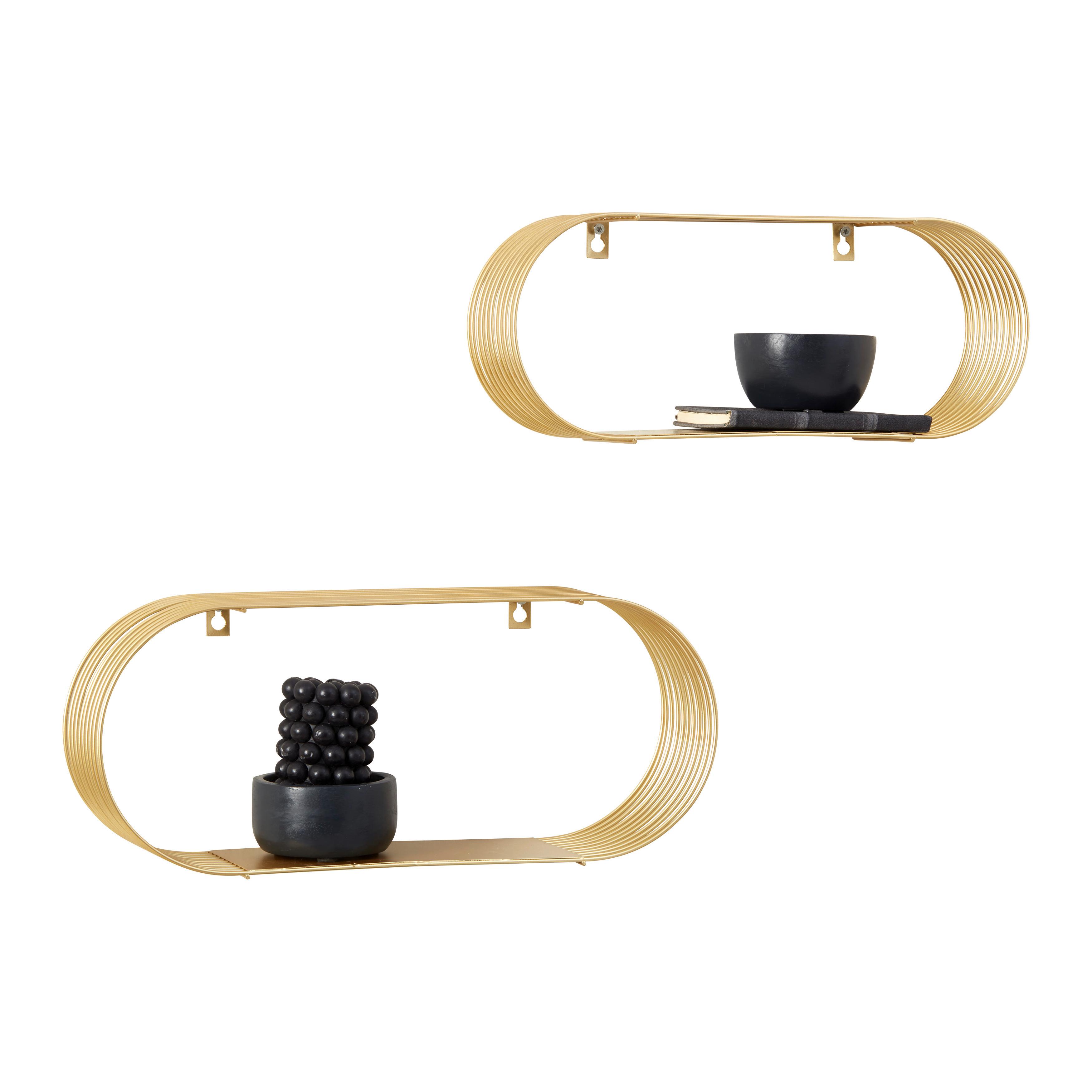 VÄGGHYLLPLAN SET JESSICA -SB- - guldfärgad, Modern, metall (43/18/10cm) - Mömax