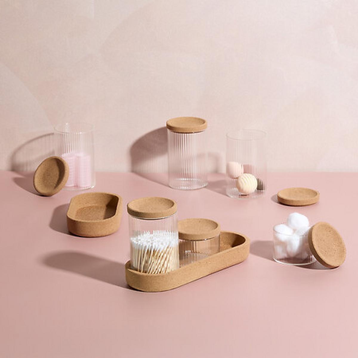 Set organizatoare cosmetice Will 5/1 - maro/transparent, Basics, sticlă/lemn (14/9,7/26cm)