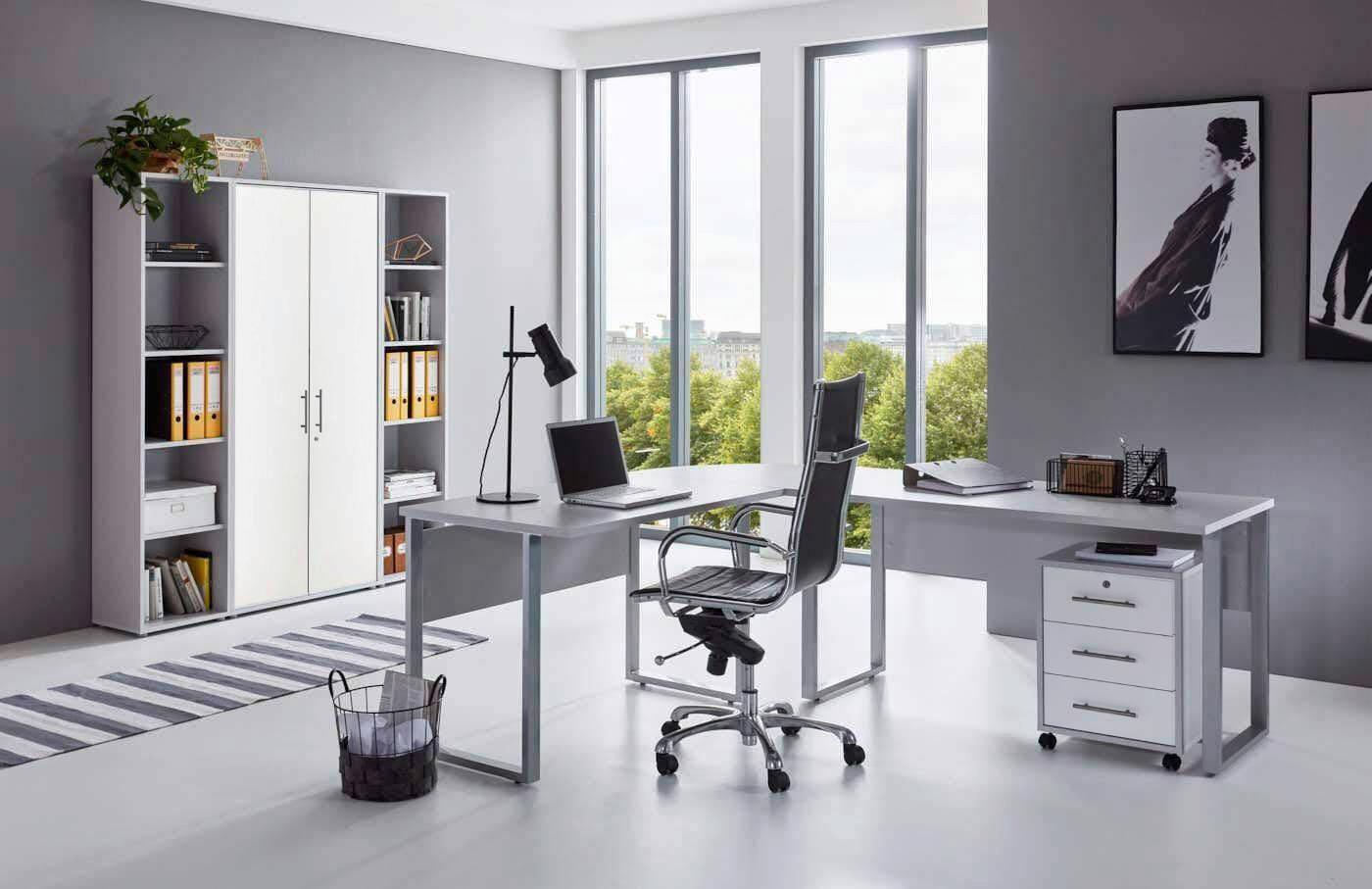 Büro Office Edition Set 3 Grau/Weiß - Weiß/Grau, MODERN, Holzwerkstoff - MID.YOU
