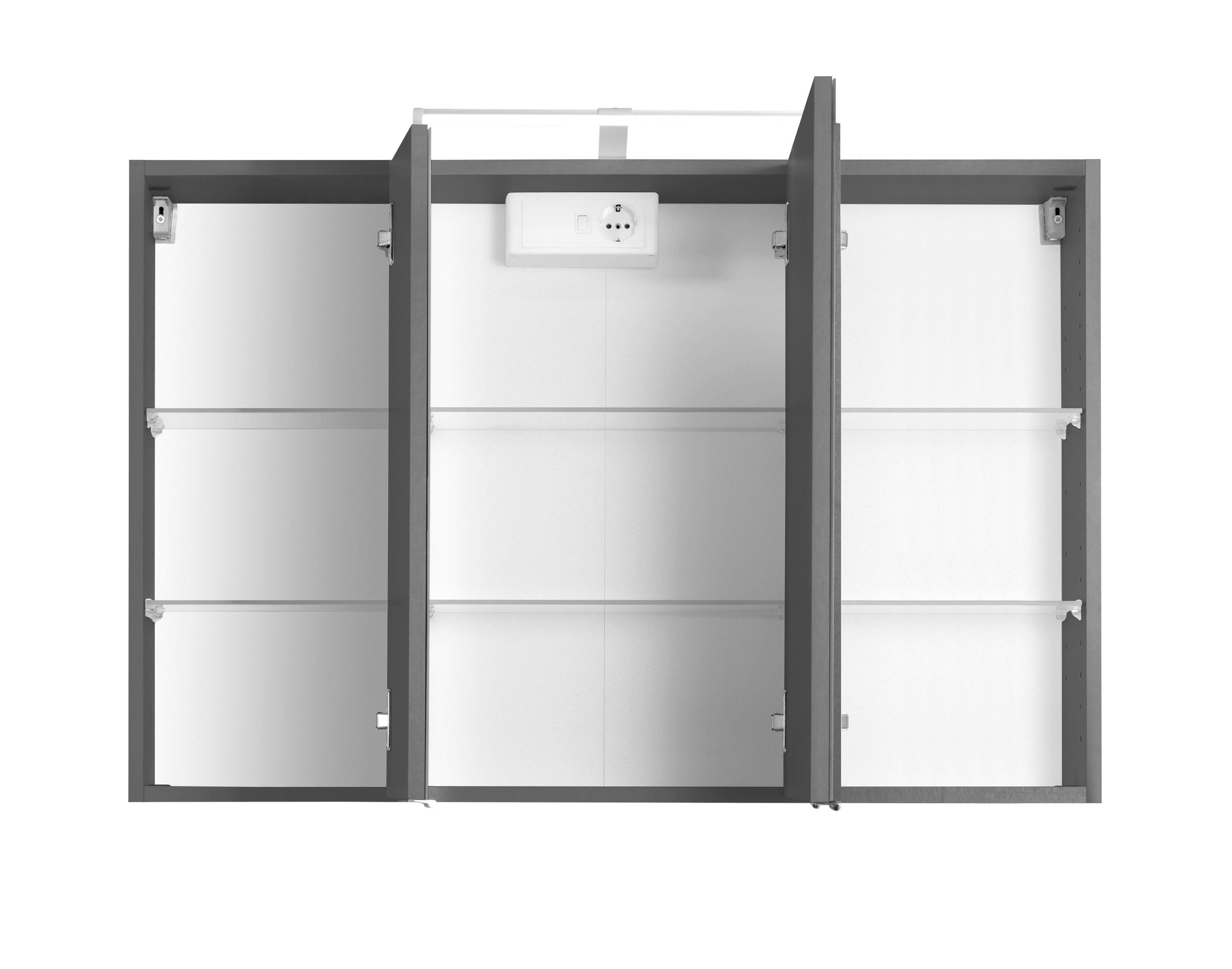 Spiegelschrank Florida in Graphitfarben mit LED - Graphitfarben, MODERN, Glas/Holzwerkstoff (100/64/20cm)
