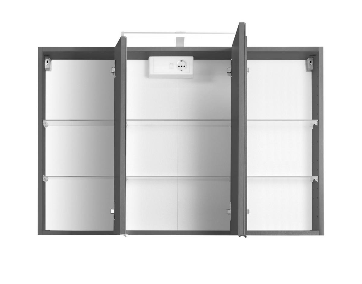 Spiegelschrank Florida in Graphitfarben mit LED - Graphitfarben, MODERN, Glas/Holzwerkstoff (100/64/20cm)