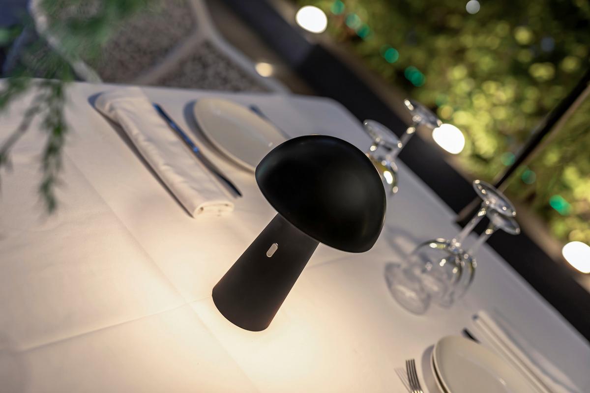 LAMPA STOŁOWA Z AKUMULATOREM LUMSTK025NXWLN SHITAKE - czarny, Design, tworzywo sztuczne (16,5/25,5/16,5cm) - Newgarden