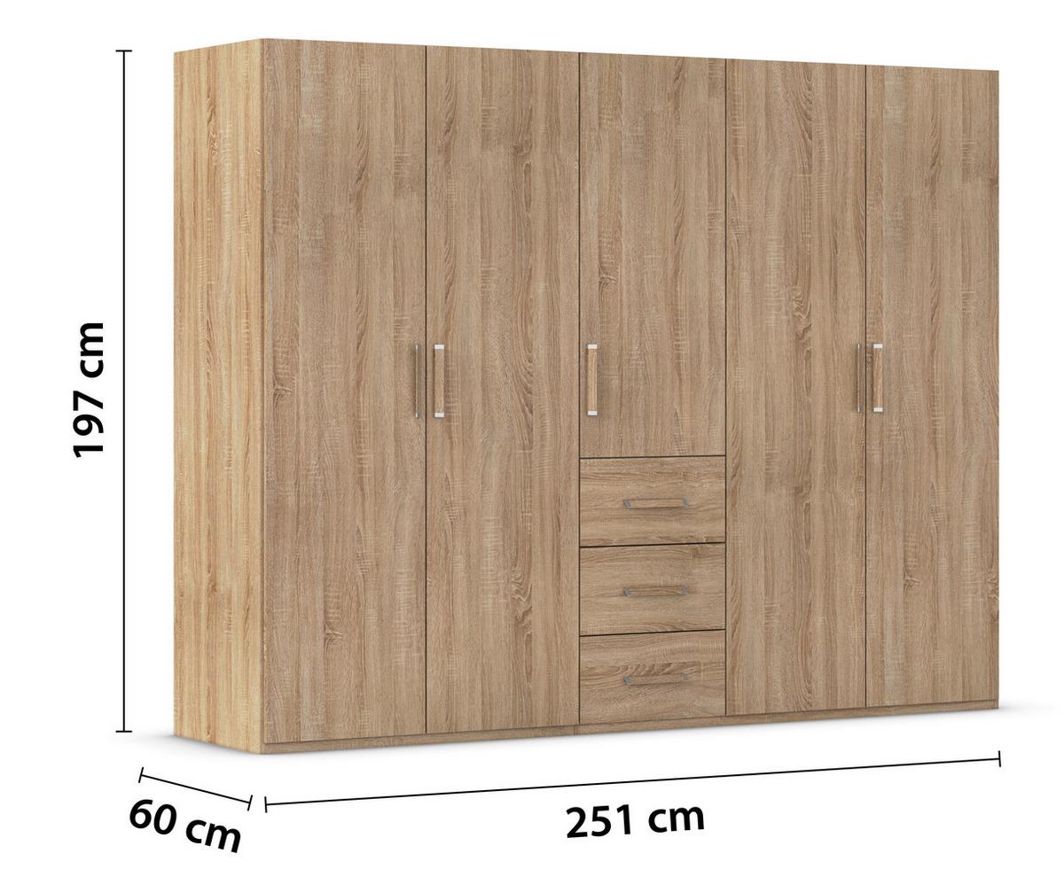 Omara S Klasičnimi Vrati Evelyn, Barva Hrasta - hrast sonoma, Design, umetna masa/leseni material (251/197/60cm) - Novel