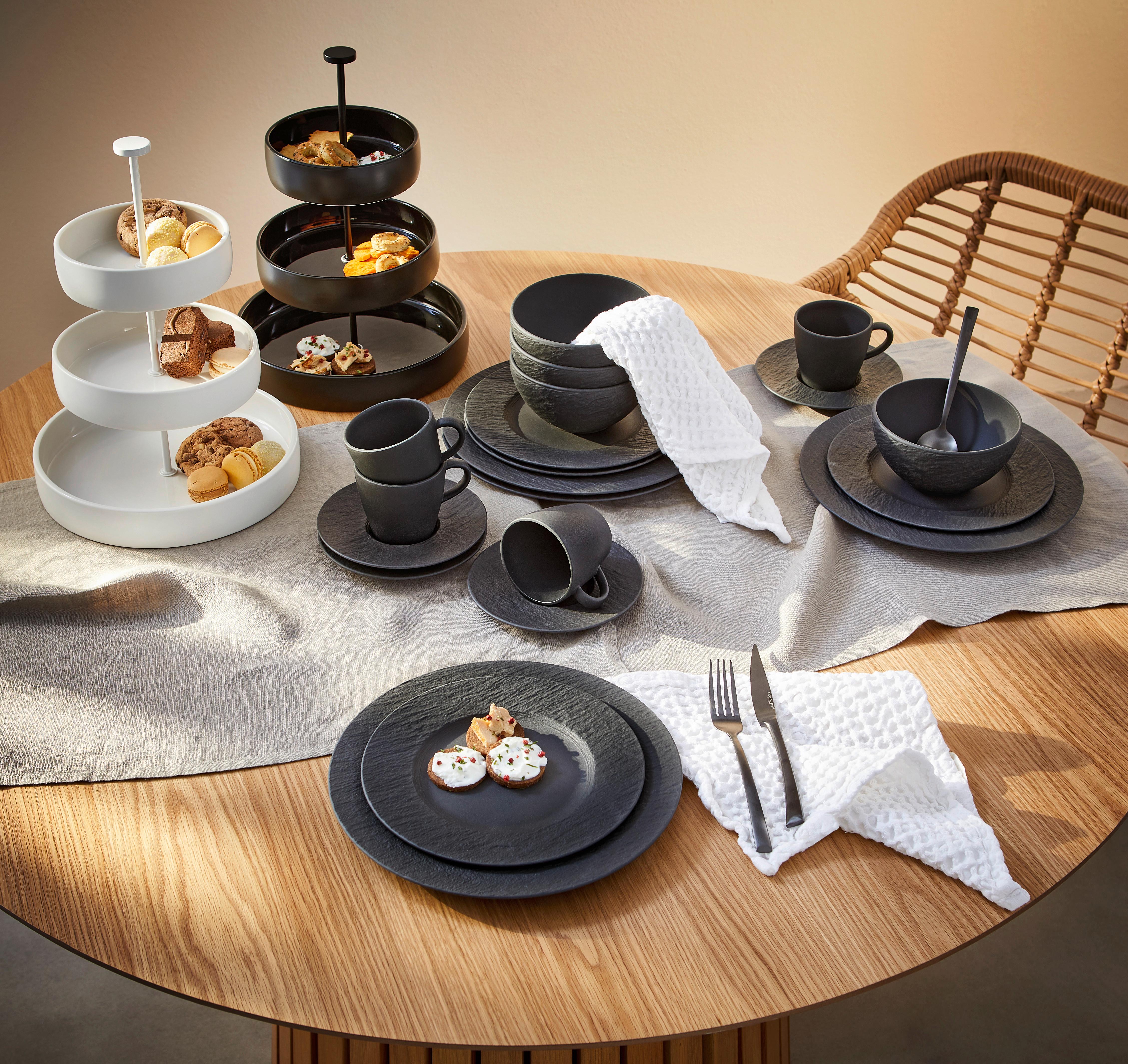 SERWIS OBIADOWO-ŚNIADANIOWY MANUFACTURE ROCK VILLEROY&BOCH - czarny, Lifestyle, ceramika (38,5/25,5/35,8cm) - Villeroy & Boch