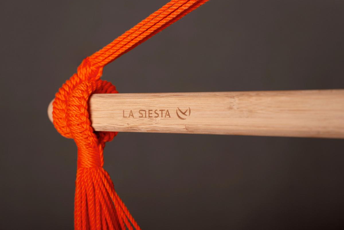 Hängesessel Comfort Hammock Echtholz Gelb/Orange/Rot/Grau - Gelb/Rot, LIFESTYLE, Holz/Textil (110/160/180cm) - La Siesta