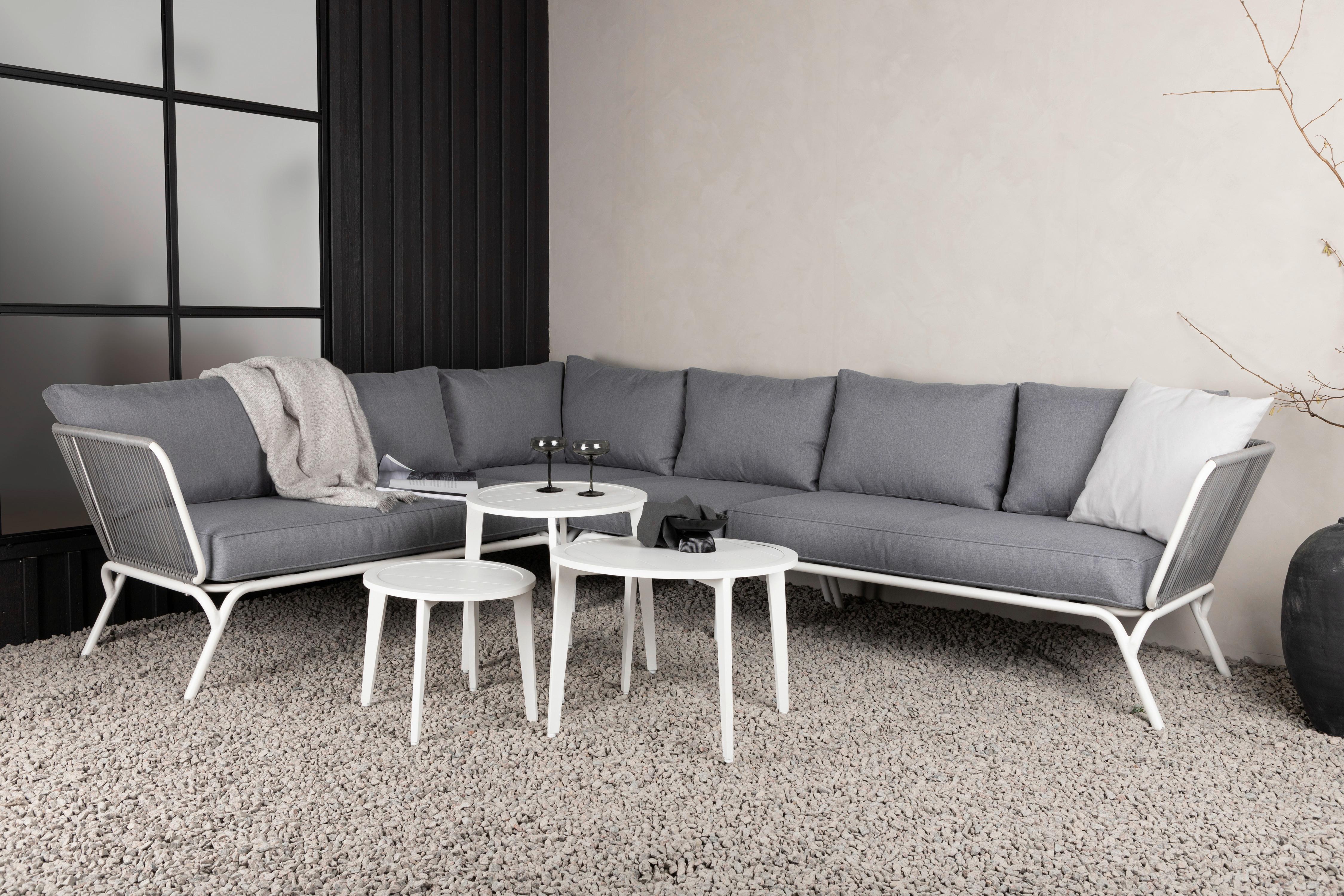 Dining-Loungeset Roxo ca. 283x221 cm Grau/Weiß - Weiß/Grau, KONVENTIONELL, Textil/Metall - Gardenson