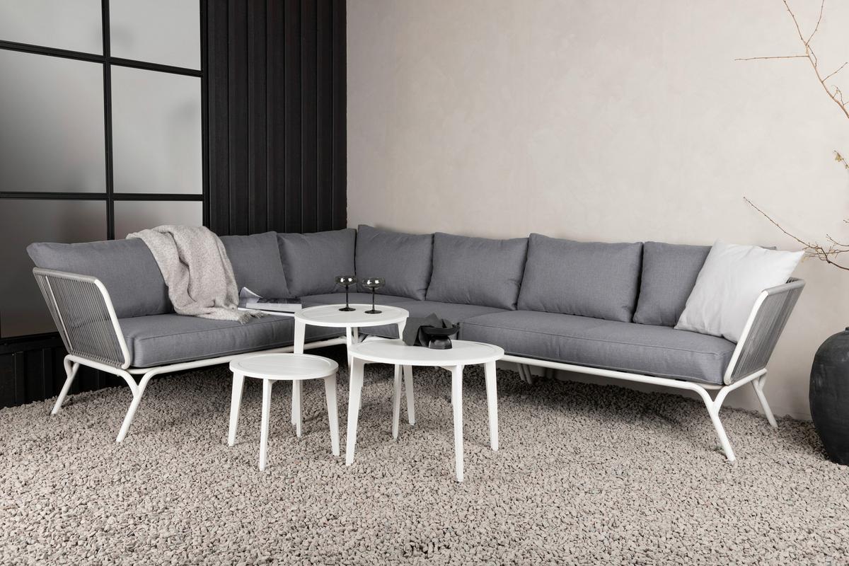 Dining-Loungeset Roxo ca. 283x221 cm Grau/Weiß - Weiß/Grau, KONVENTIONELL, Textil/Metall - Gardenson
