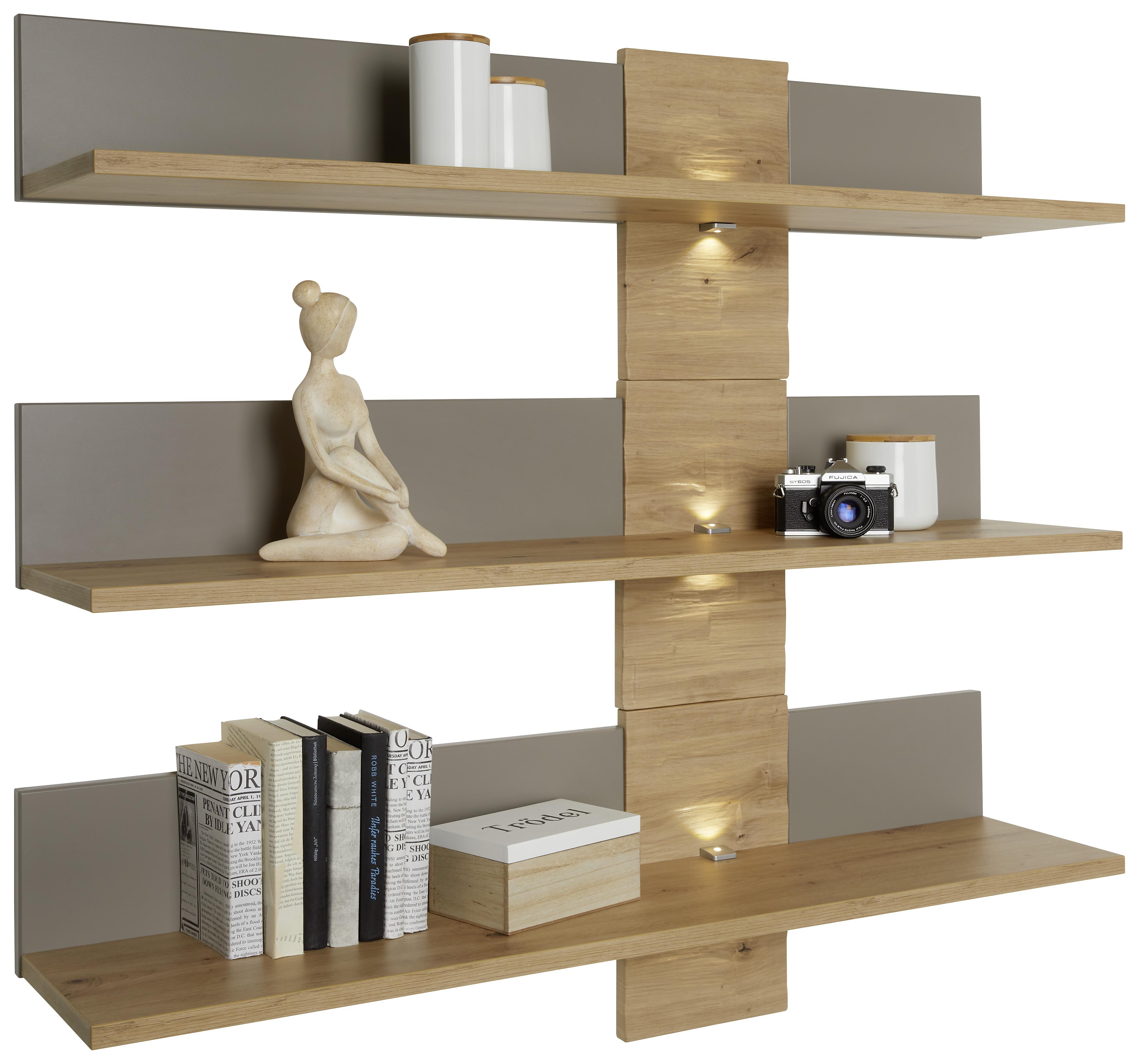 Wandpaneel in Eichefarben - Eichefarben/Grau, MODERN, Holzwerkstoff (120/116/26cm) - Modern Living