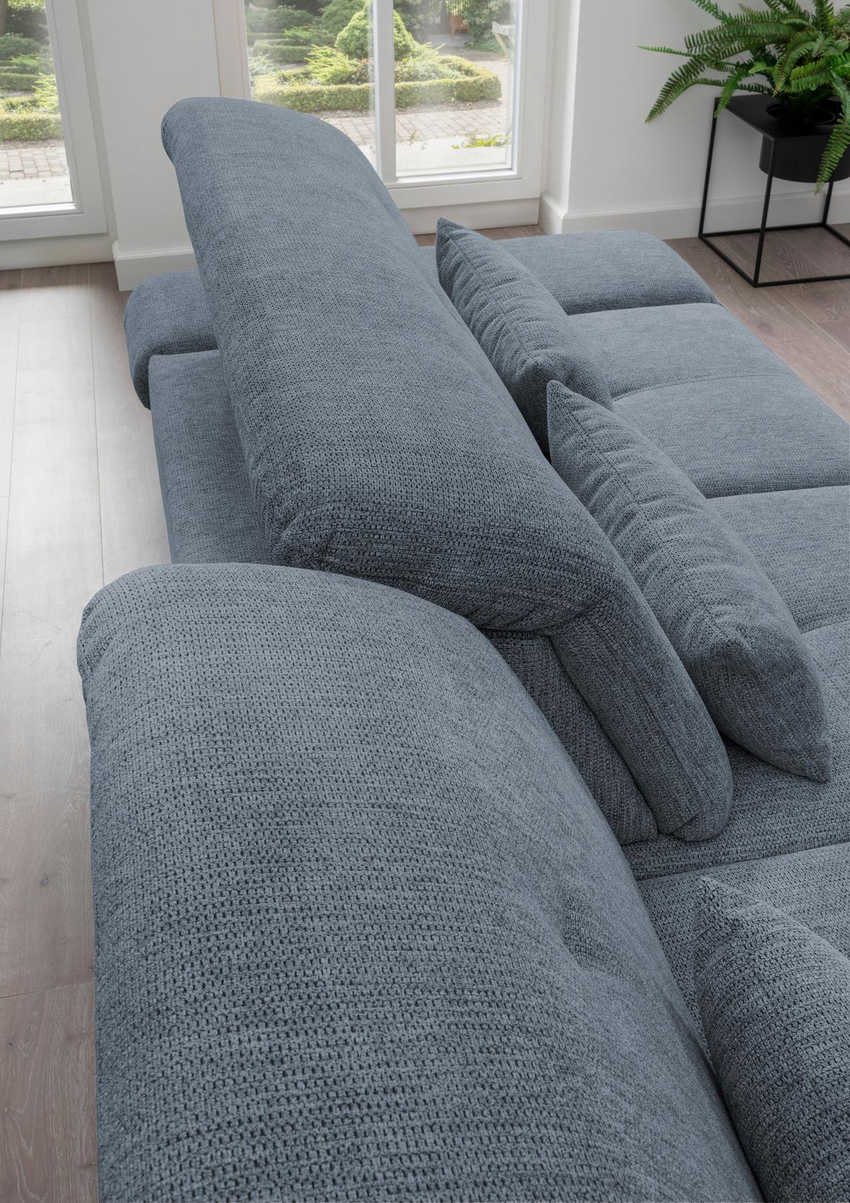 Wohnlandschaft Dalida Hellblau Chenille - Chromfarben/Hellblau, Design, Textil/Metall (196/300cm) - Livetastic