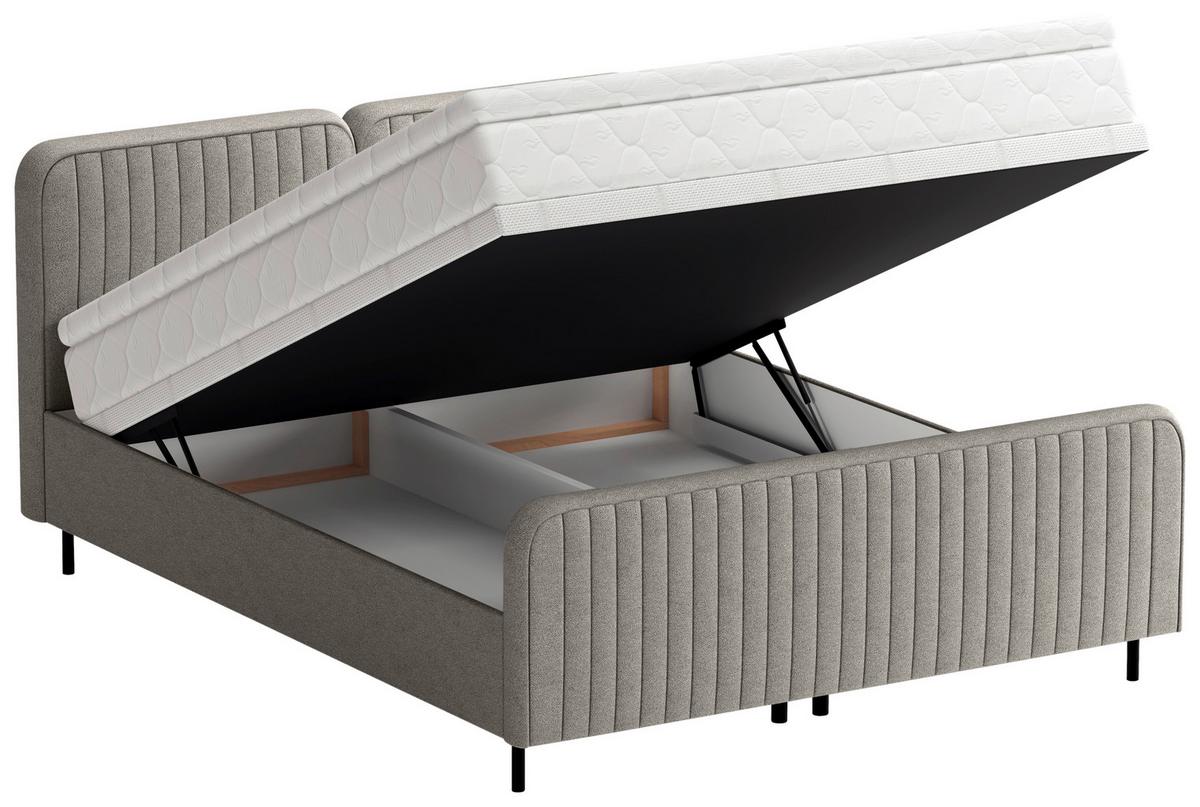 Boxbett Livetto Dunkelgrau ca. 180x200cm - Dunkelgrau/Schwarz, KONVENTIONELL, Holz/Textil (180/200cm) - Mömax