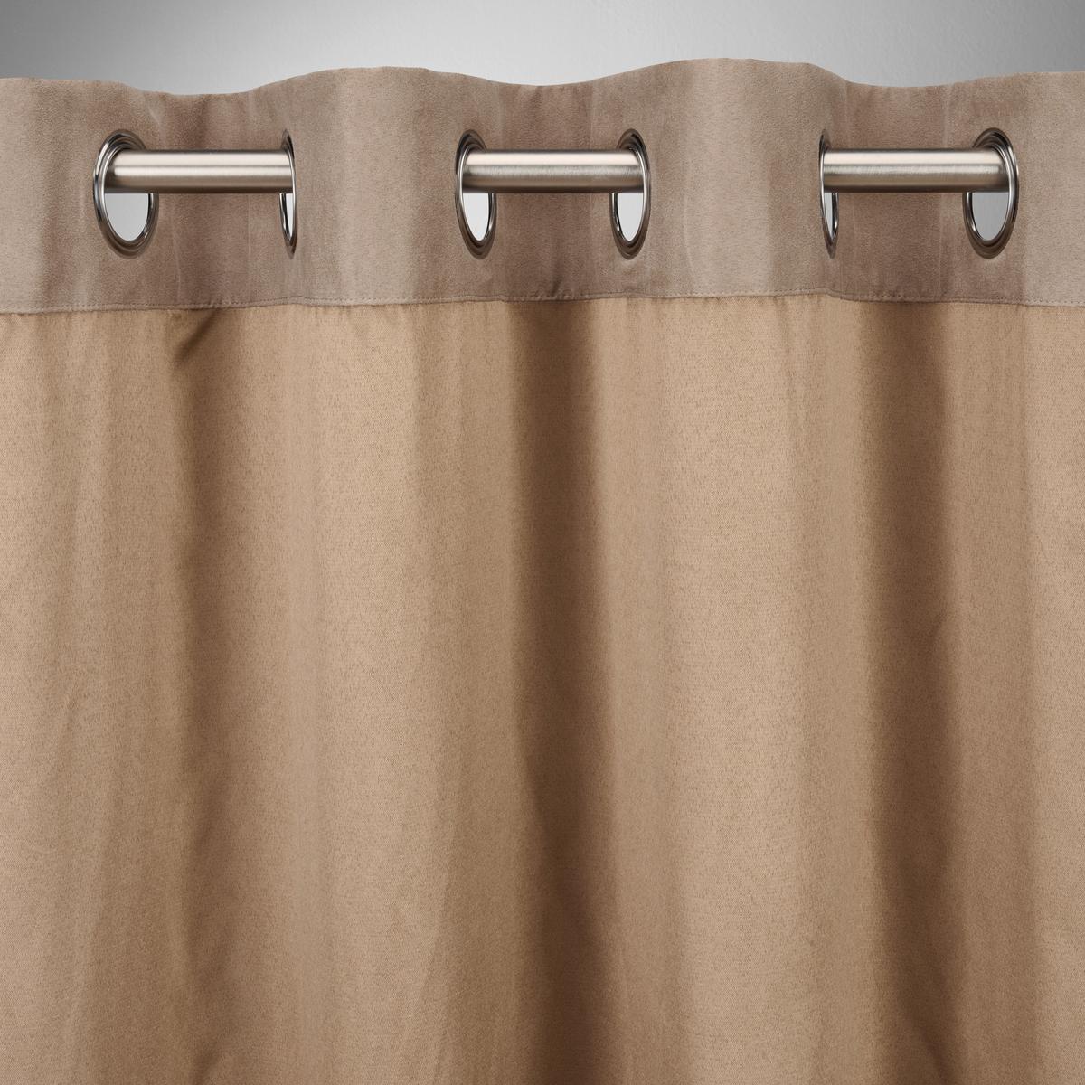 Ösenvorhang Velours ca. 140x245cm - Hellbraun, KONVENTIONELL, Textil (140/245cm) - Modern Living
