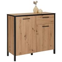 Kommode in Eichefarben/Schwarz - Eichefarben/Schwarz, LIFESTYLE, Holzwerkstoff/Kunststoff (95/88/40cm) - Mömax